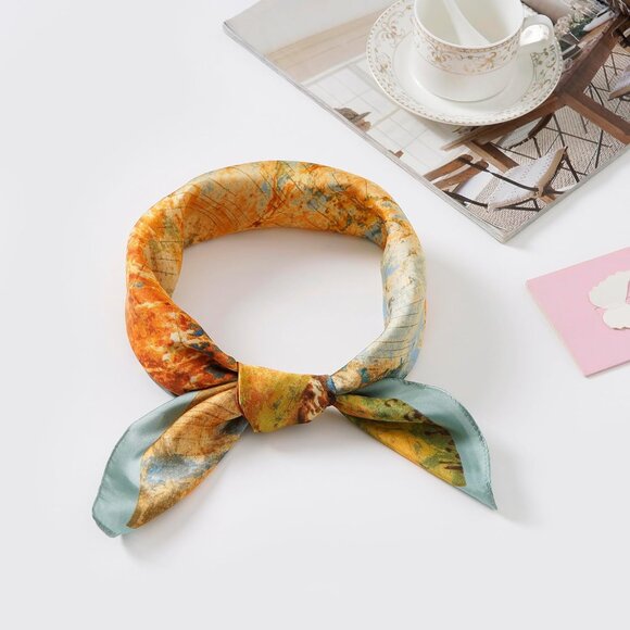 Women Birch Forest Headscarf Satin Bandana Pattern Polyester Breathable Scarves - Picture 2 of 7